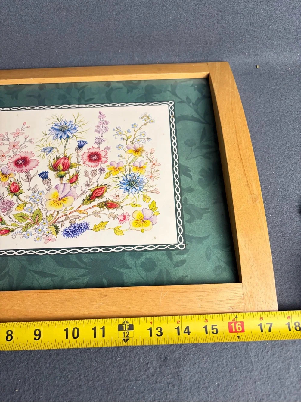 Vintage Aynsley Wild Tudor Floral Serving Tray Framed Placemat Cottagecore Decor